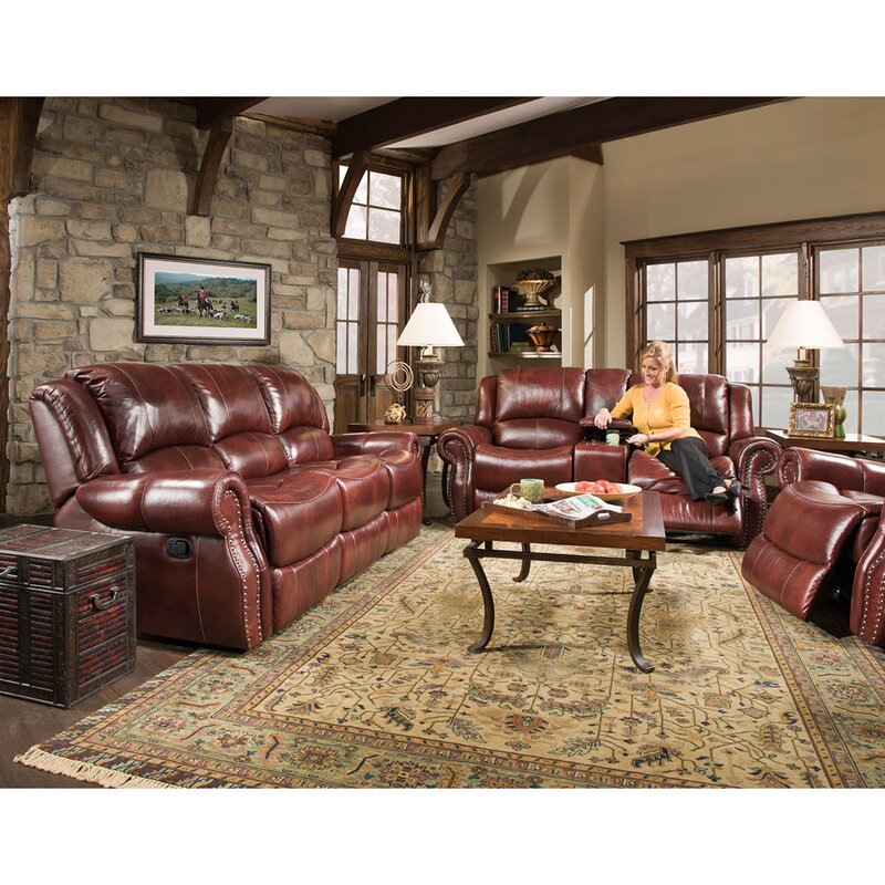 Darby Home Co Additri Reclining 3 Piece Leather Living Room Set
